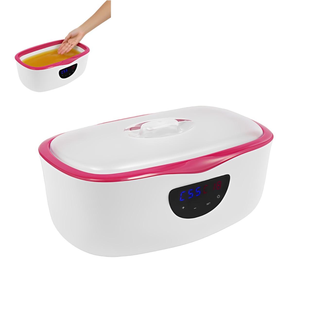 Bagno di paraffina per mani e piedi 4L, bagno elettrico di cera con spazzola, scalda paraffina, touch screen LED, intervallo di temperatura 45-75°C, piedi e pelle lenitiva, 32 × 22 × 17 cm (rosso)