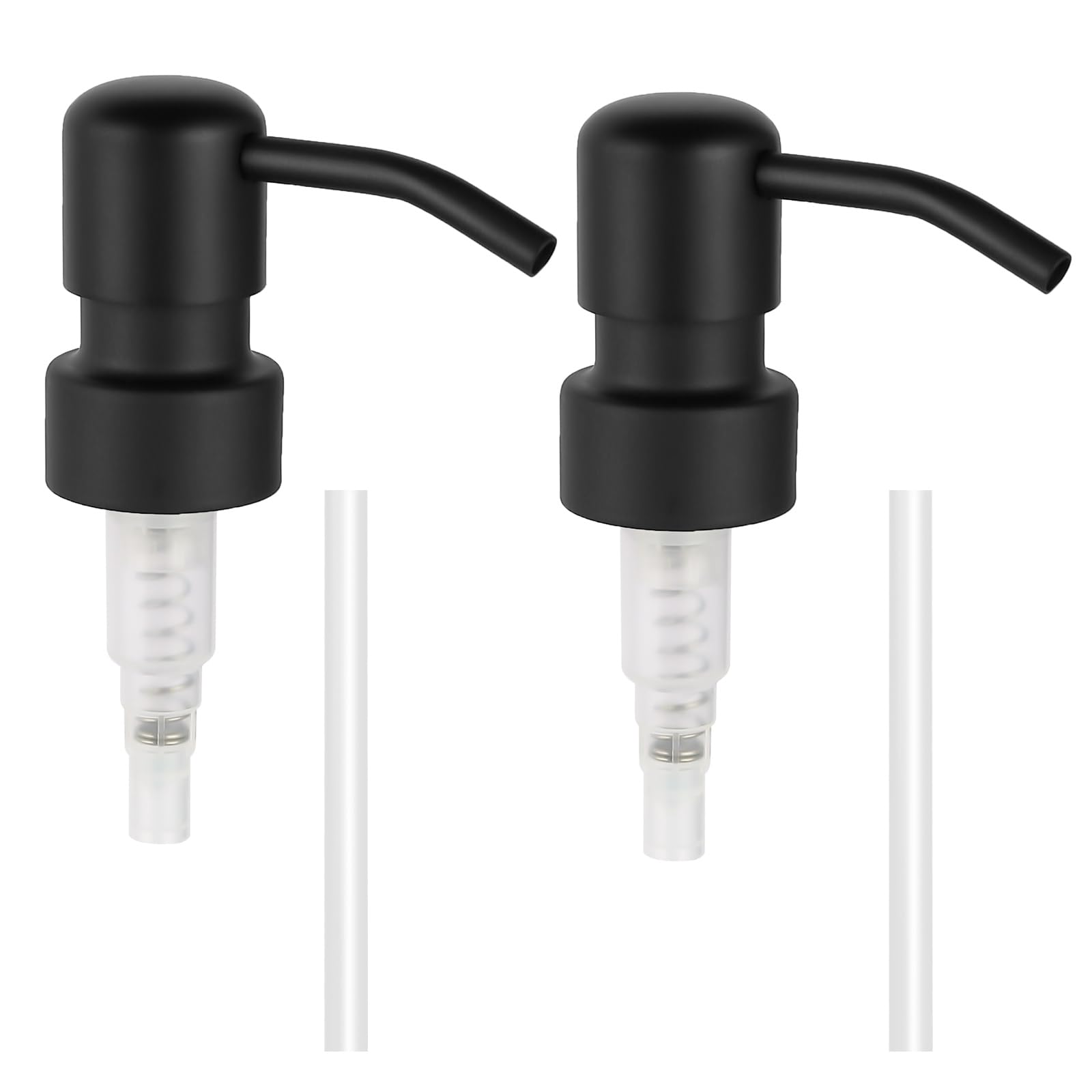 Suanti Stainless Steel Black Soap Dispenser Pump,28MM Soap Pump Replacement for Sanitizer, Lotion, Shampoo, Conditioner (2 Pack)