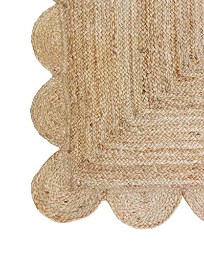 Natural Jute Scalloped Area Rug, 2'x3'