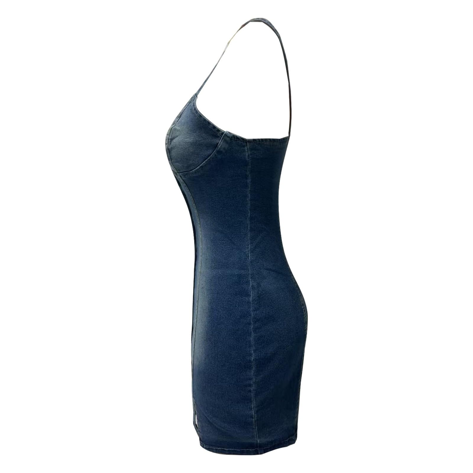 Générique Robe en Jean pour Femme avec col en V Profond et Boutonnage Avant vêtement décontracté et élégant pour Une Confortable et stylée