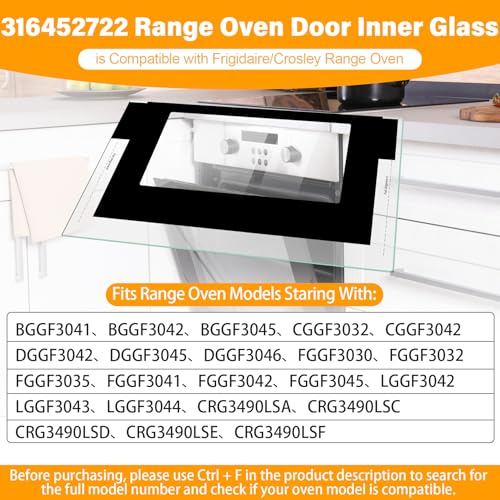 Image of 316452722 Range Stove Oven Outer Door Glass Compatible With Frigidaire Outer Door Glass AP4433225 Crosley Glass Oven Door Replacement LGGF3043KF BGGF3042KF LGGF3042KF DGGF3042KF FGGF3041KF FGGF3042KF