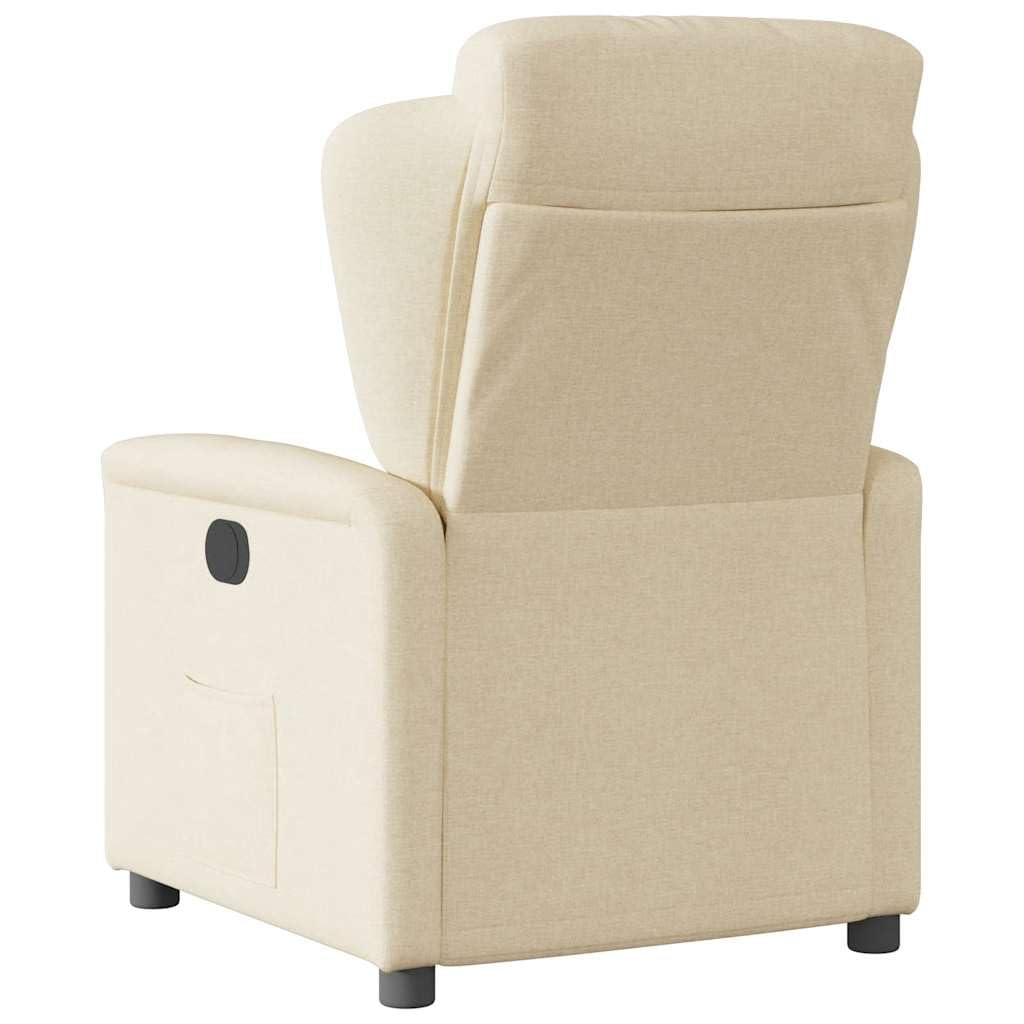 Sillón de relax de tela color crema, ajustable manualmente, acolchado grueso, con bolsillo lateral, capacidad de carga de 110 kg, para salón, dormitorio, sillón con orejeras