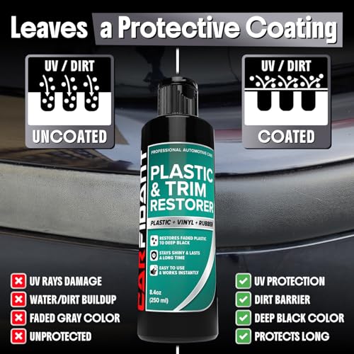 Image of Carfidant Ultimate Trim & Plastic Restorer for Cars - Black Plastic Restorer - Restores Faded and Dull Plastic, Rubber, Vinyl - 8.4 fl oz