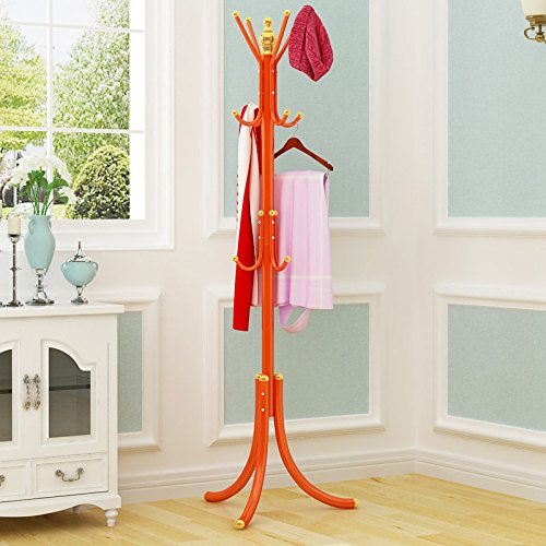 ポールハンガー 錬鉄製コートハンガー コートラック コートハンガー 自立式コートツリー フック ハンガーラック 帽子掛リム おしゃれ 衣類収納洋服掛ハンガー洋服ラックけ ポール 帽子掛け組み立て簡単枝型フック設計組立て簡単 安定感が (Color : 豪O