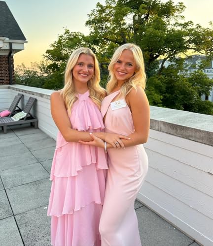 Halter Bridesmaid Dresses for Women with Tiered Long Chiffon Layered Prom Dress 2025 A Line Formal Evening Gowns2