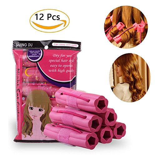 Auch 12Pcs Best Flexible Foam and Sponge Hair Curlers For Wavy Tight Spiral Curls - Thick & Thin Hair