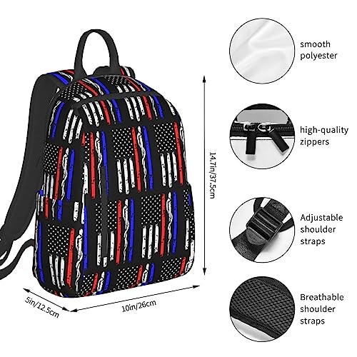 american thin red blue line Police Firefighter EMT Flag Backpack Large Computer Bag Rucksack4