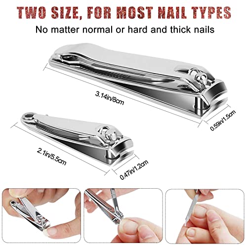 Nail Clippers, Toenail Clippers, Fingernail Clipper Cutters, Stainless Steel Toe Nail Clippers With Sharp Curved Blades And File, Nail Clippers For Men Women Kids(Large & Small) #TOP2