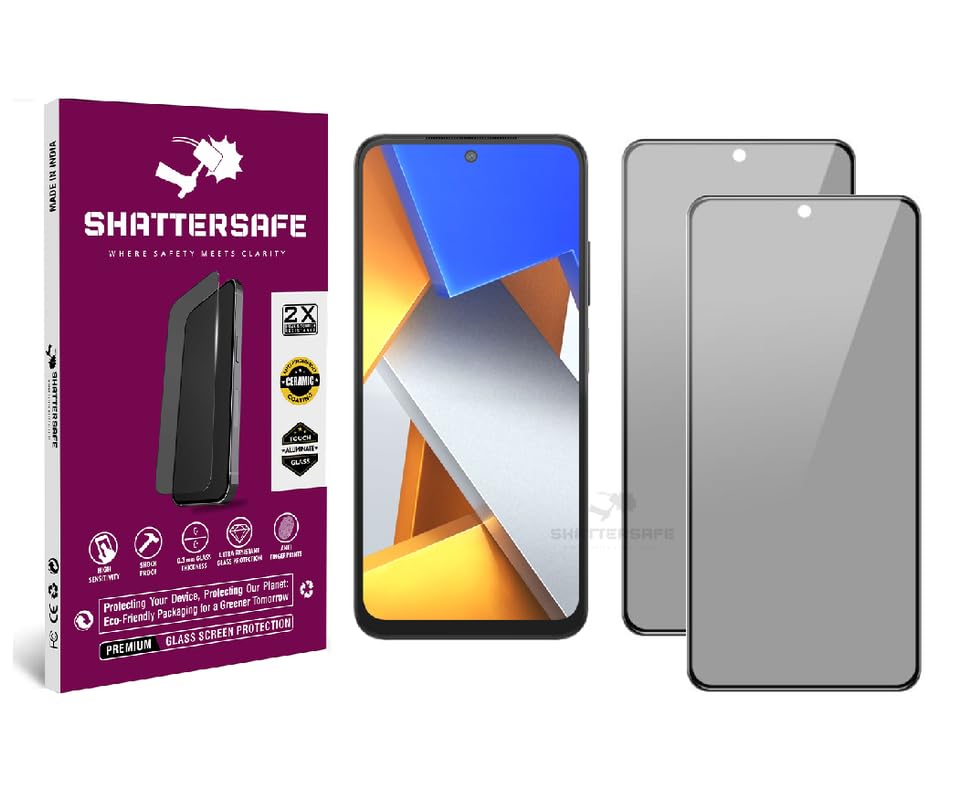 Image of Anti-Spy Privacy Tempered Glass Compatible For Poco M4 Pro [Pack of 2]. 9H Hardness, Anti-Scratch, Edge-to-Edge Protection With Easy Installation Kit & Case Friendly Fit.