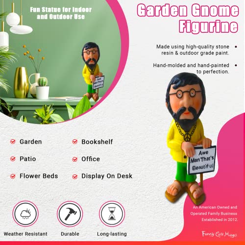 Funny Guy Mugs Garden Gnome Statue - Hippie Gnome - Indoor/Outdoor Garden Gnome Sculpture For Patio, Yard Or Lawn #TOP2