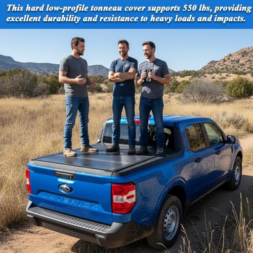 Image of TOMOKA 6ft Standard Bed Low-Profile Flip-Up Hard Tri-Fold Tonneau Cover for 2019-2023 Ford Ranger 6ft Bed