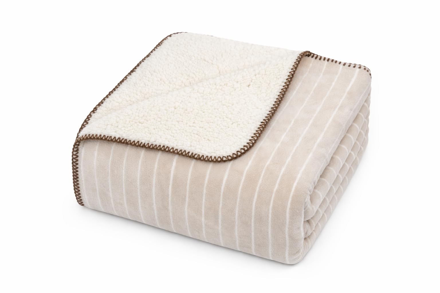 YIJIAJY Fluffy Sherpa Fleece Blanket, Striped Sherpa Throw Blanket with Whipstitch Edge, Microfiber Fluffy Thick Blankets for Bed and Sofas, 200cm×150cm, Twin/Double