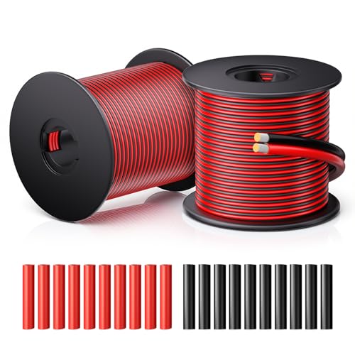 18 Gauge Electrical Wire with Heat Shrink Tubing 18 Awg Red and Black Tinned Copper Electric Stranded Wire 0.82mm for Automotive House LED Lamp Flexible PVC High Temp(10M/32.8FT)