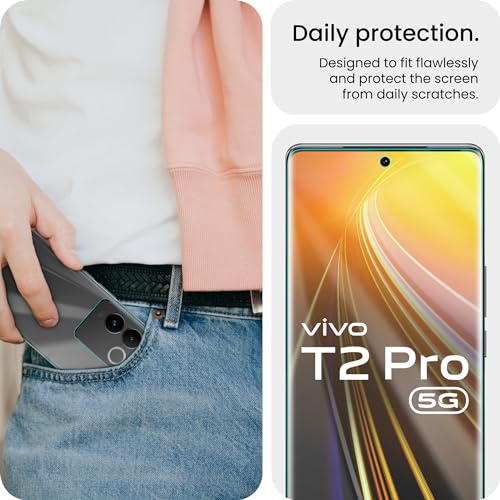 Image of Screen Protector for Vivo T2 Pro 5G (6.78 Inches) Edge to Edge Front and Back Guard with Installation Kit | Crystal Clear, Case Friendly Screen Coverage, Ultra Thin Unbreakable Membrane