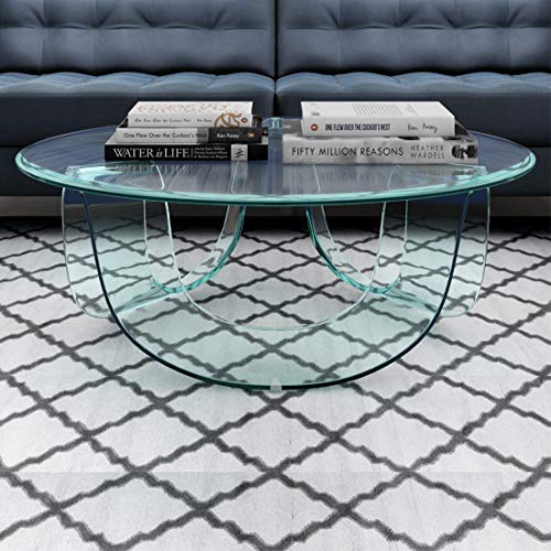 Durian Nico Glass Round Coffee Tables (Colour: Clear Finish: Glossy), Transparent, Standard (NICO/CT)