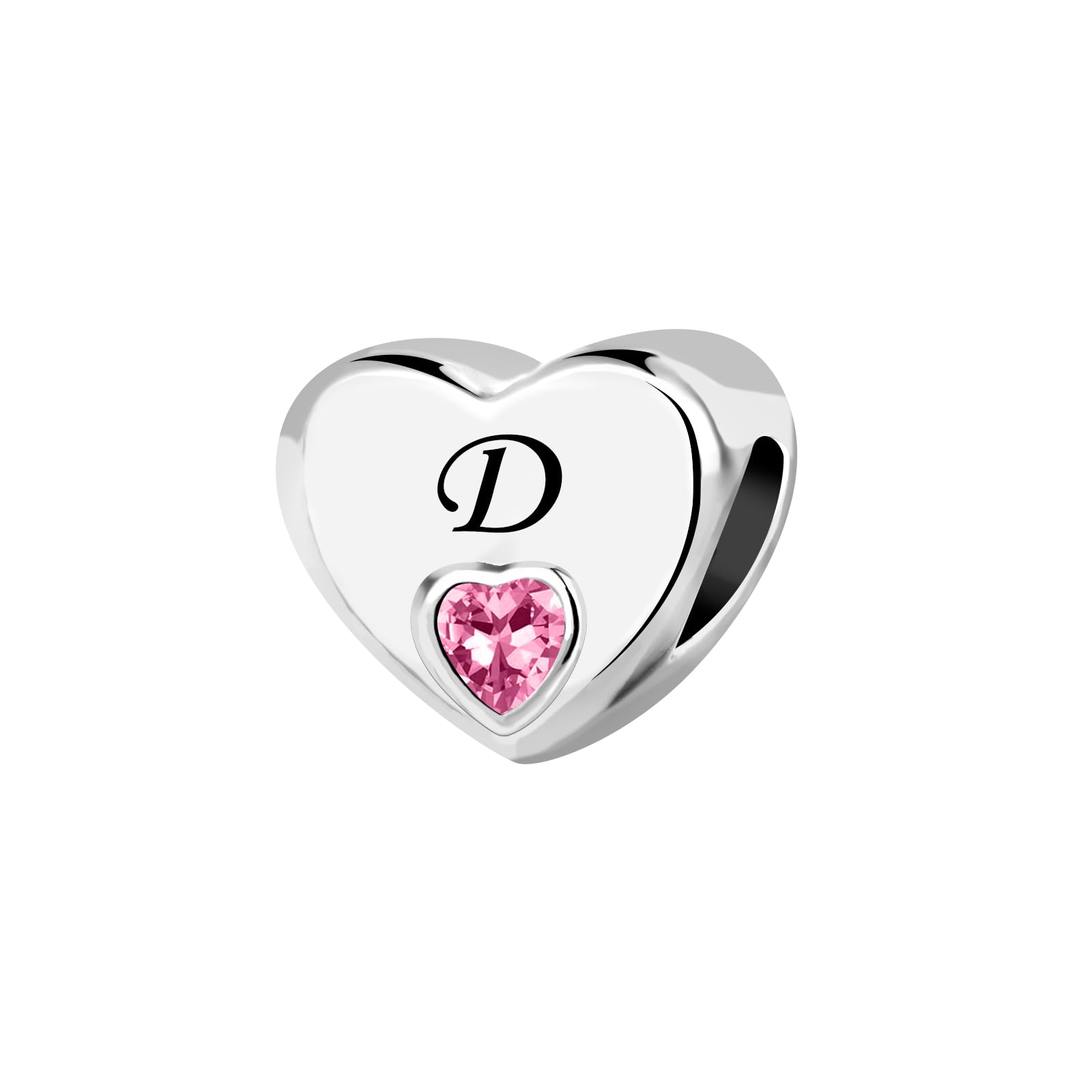 KunBeadJewelry Initial A-Z Letter Love Pink Heart Alphabet Bead Charms Compatible with Pandora Charm Bracelets for Women