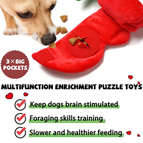 Rose Puzzle Dog Toy, Valentine's Day & Christmas Gift, Squeaky Crinkle Enrichment Snuffle Mat, for Small Medium Large Dogs & Puppies