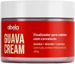 Finalizador Guava Cream 300g – Abela Cosmetics - Leave-in para Brilho Definição e Força Ideal para Cabelos Cacheados Crespos e Ondulados Nutrição Profunda Controle de Frizz e Fios Maleáveis.