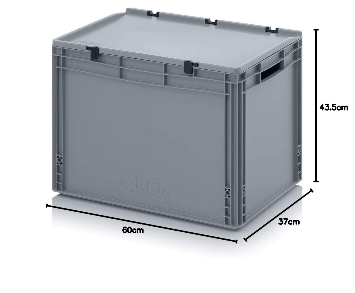 Auer Packaging Eurobox Eurobox - Contenedor (60 x 40 x 43,5 cm, con asas abiertas y tapa con bisagras)