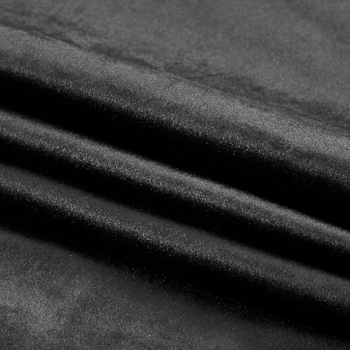 Image of PRIMROSE Black Curtains 102 inch for Living Room Velvet Drapes Blackout Rod Pocket Back Tab Window Treatment Semi Room Darkening Decor Curtains for Bedroom Set of 2 Panels
