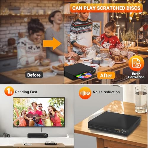 Image of DVD Player, HDMI Region Free DVD Players for Smart TV, 1080P Upscaling