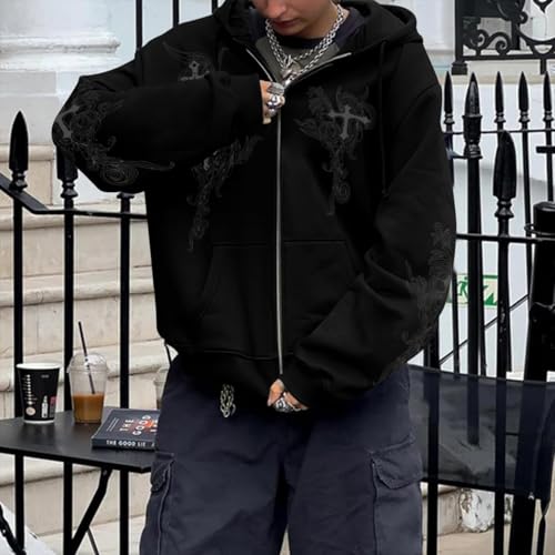 Kelxjia Y2K Zip Up Hoodie Black Medium - Image 6