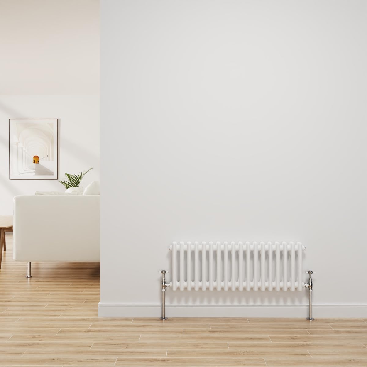 Nrg Gloss White Traditional Radiator Cast Iron 2 Column Horizontal Central Heating Bathroom Radiators 300X830mm