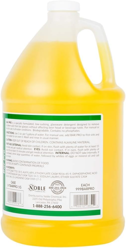 Bar Pro 128 oz. Low Sudsing Manual Glass Washer Detergent (1)