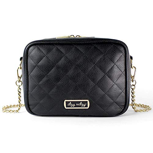 Image of Itzy Ritzy Crossbody Diaper Bag – Features 6 Pockets & 2 Compartments; Includes Changing Pad; Black