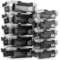 S SALIENT Glas-Frischhaltedosen Set, 10 St, meal prep boxen,glasbehälter mit deckel,Spülmaschinenfest, Mikrowellen & Gefrierschrankgeeignet, Auslaufsicher, Modern, Lebensmittelbehälter ,schwarz