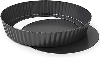 MGE - Moule à Tarte et Quiche Rond - Moule à Quiche avec Fond Amovible - Plat/Moule Tartelette - Moules à Gâteaux Rond - Revêtement Antiadhésif - Moule à Flan Haut - Ø 20 cm - Hauteur 5,5 cm