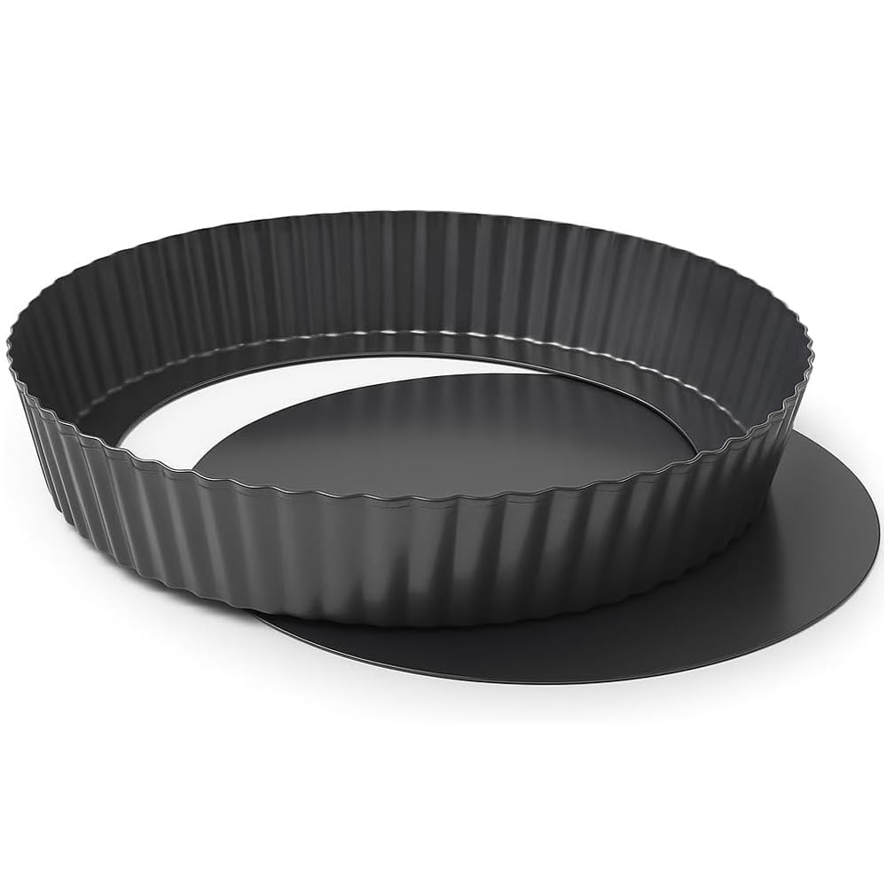 MGE - Stampo Crostata 28 cm - Teglia per Quiche e Crostata Alto - Stampo Forno Fondo Amovibile - Stampo Crostata Furba con Fondo Removibile - Stampo Furbo Crostata 28 cm
