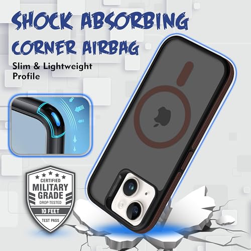 Image of V-TAN Ultra Matte Back Cover for Apple iPhone 14 Plus | Magnetic Case Compatible with Wireless Charging | Shockproof Stylish Protective Design Cover with Anti-Slip Grip - (Brown)