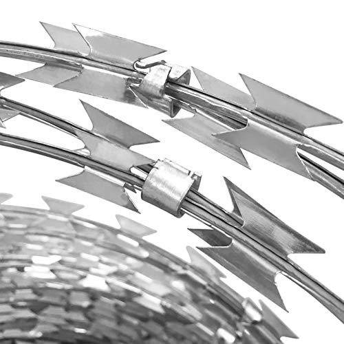 Festnight BTO-22 NATO Razor Wire Galvanized Steel Garden Fence Clipped Concertina Ribbon Barbed Wire Fencing 197\' Stretched 18\' Coiled - Thumbnail 2