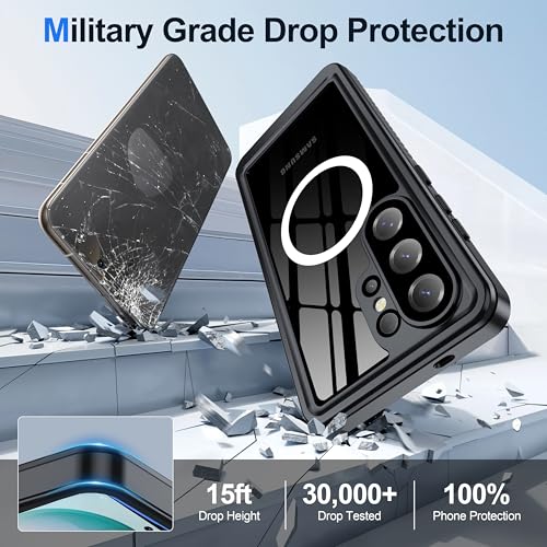 Image of ANTSHARE IP68 Waterproof Case for Samsung Galaxy S26 Ultra [2026] - MagSafe Compatible, Built-in Screen /Lens Protector - Shockproof Full Body Protection for Swimming /Outdoor, Blue /Clear