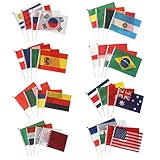 2022 World Cup Flag, 32 Countries Hand Held International Stick Flag Small Mini Flag Round Top National Flags,Party Decorations Supplies for Parades,World Cup,Festival.
