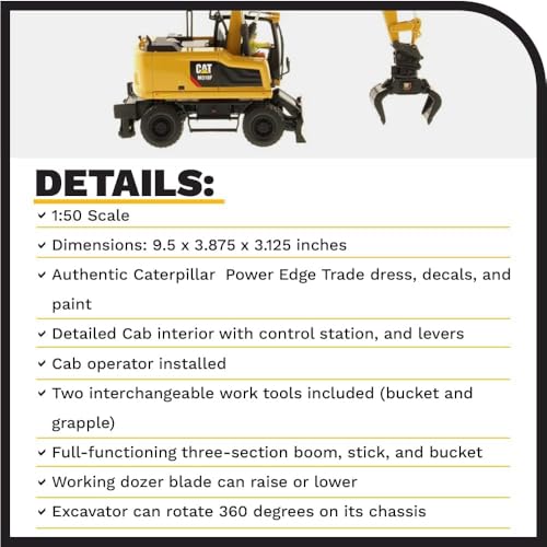 Excavadora Cat M318F a escala 1:50 modelo Diecast miniatura 4