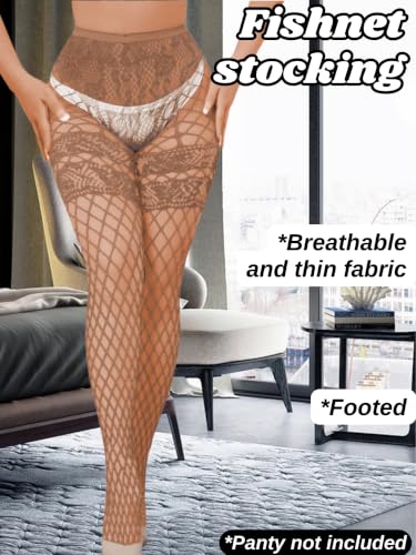 Image of ChiaoLezhee Sexy Wide Fishnet Tights, Floral Lace Garter Stockings For Women, Fishnets Fish Net Fits 0-18