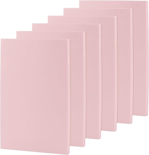 LEXININ 6 PCS Pink Rubber Carving Blocks, 6 x 4 Inch Rubber Stamp Carving Blocks, Carved Rubber Bricks for Stamp DIY, Printmaking