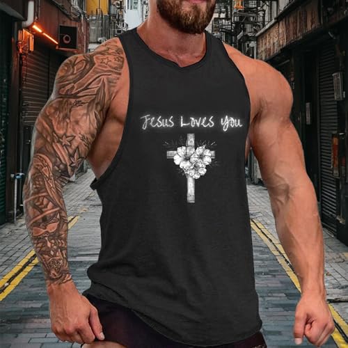 MARSVOVO Novelty Printed Mens Tank Tops Gym Muscle Sleeveless T Shirts Breathable Loose Casual Workout Summer Tank2
