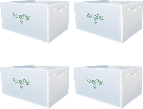 Miniatura 11 de Caja plegable reutilizable de polipropileno corrugado, ligera, almacenamiento de correo móvil, apilable, tapa autoblocante sin cinta para el hogar
