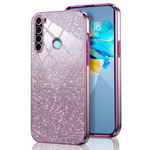 GOGME Glitter Cover per Xiaomi Redmi Note 8 2021, Tlaio Elettrolitico Silicone TPU Antiurto Trasparente/Brillare Protective Custodia. Rosa