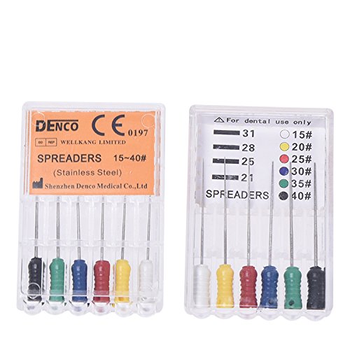 Annhua Endodoncia Esparcidores de acero inoxidable Aguja Files Dureza Instrumento dental para conducto radicular (15  40 # 25MM)