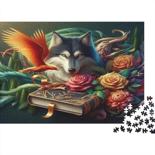 Puzzle 1000 pezzi 70x50cm in carta riciclata per dai 12 anni in su lupo con fiori libro fantasy difficile complesso stimolante ottima idea regalo