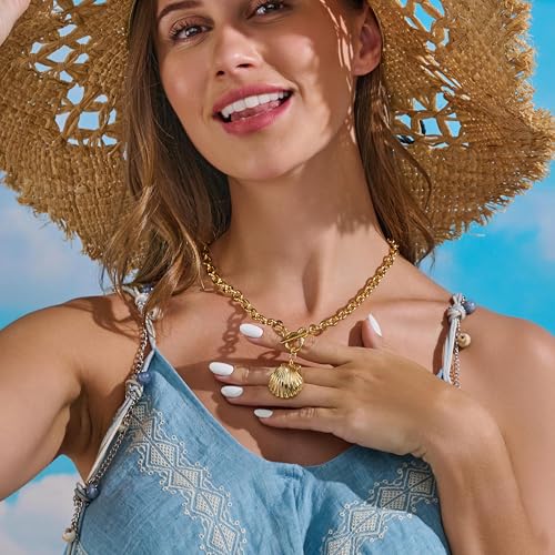 Gold Silver Seashell Necklace for Women - Beach Shell Pendant Necklaces, Fashion Ocean Summer Beachy Jewelry for Women Gifts3