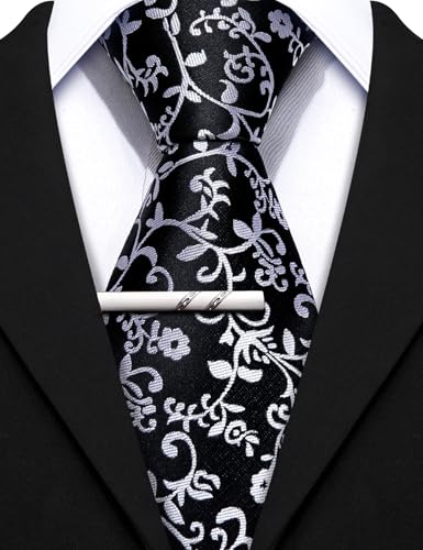 Image of Barry.Wang Mens 6 PCS Ties Silk Striped Paisley Check Necktie Silky Woven Wedding Business Party Ties
