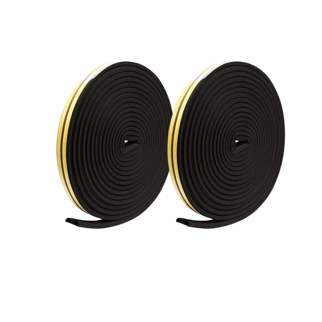 Royalkart Weatherproof Door Seal Strip | Window Soundproof Adhesive Tape | EPDM D Shape Rubber | Self-Adhesive Foam Insulation, Gap Sealing 4 * 2.5=10metre