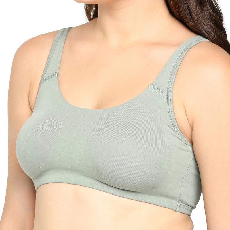 Image of BLOSSOM Women's Anti- Microbial Treated Fabric Double-Layered Cups, Keyhole Back Design, and Easy Slip-On Everyday Bra Aesthetic Bra