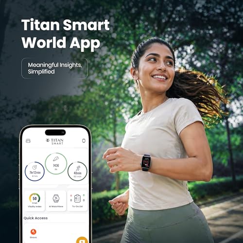 Image of Titan Smart 4.0 Smartwatch with 1.93 inch AMOLED Display, Infinite AI Watch Faces, AI Voice assistant, Smart Hydration, Multiple Menu Styles, QR Hub, 100+ Multisports, BT Calling, HRM, SpO2, Games - Blue