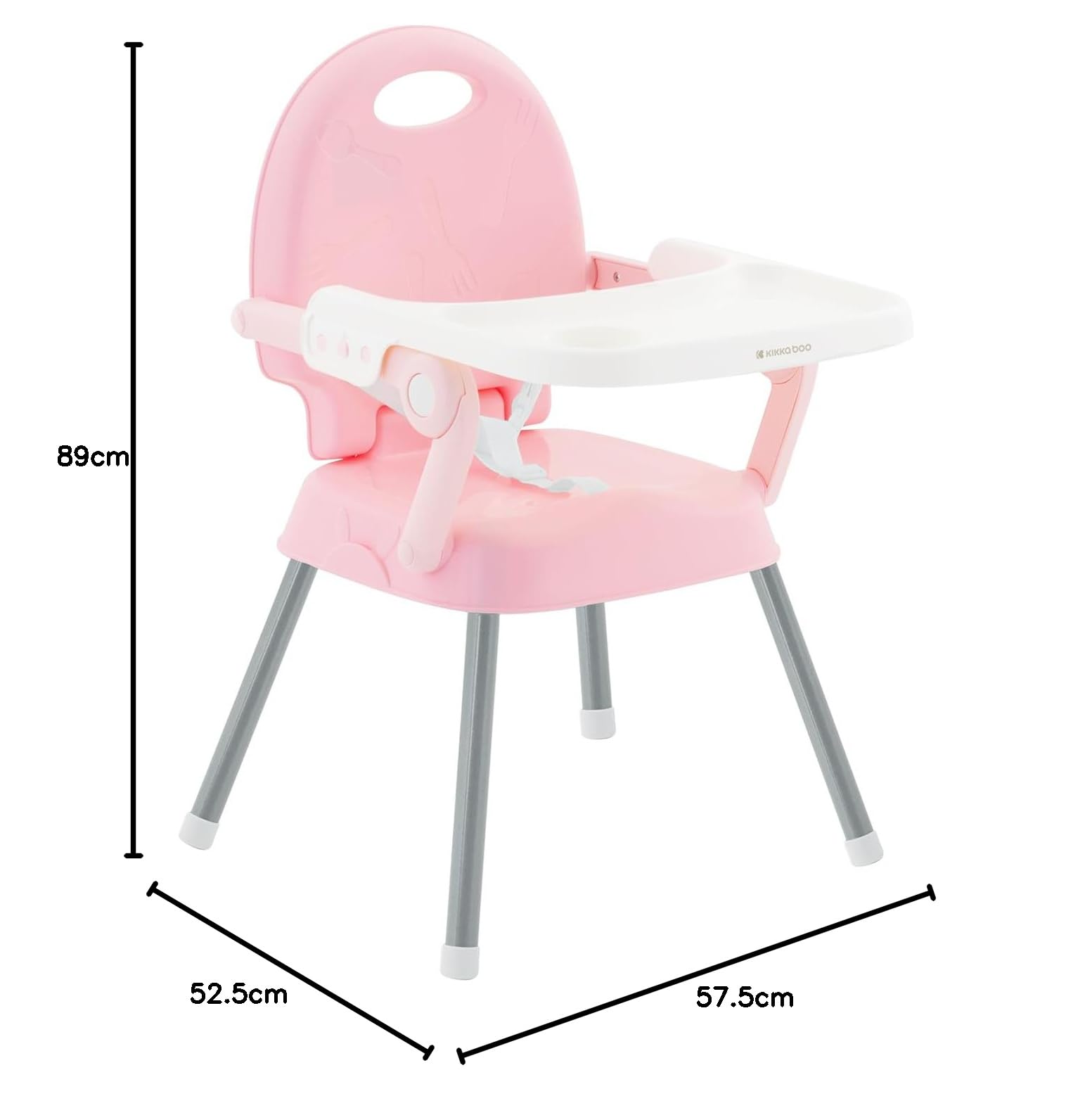 KikkaBoo Spoony Seggiolone pappa 3in1 Evolutivo pieghevole Fino a 36 mesi Rosa